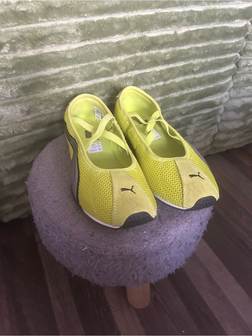 Puma Women Neon Yellow Slip-On Mesh Sneakers/worn once